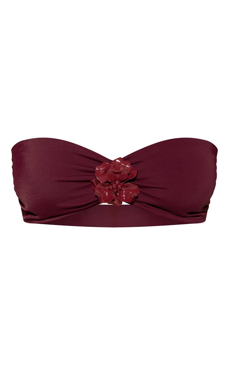 Prune Haut De Bikini Bandeau À Ornement Floral