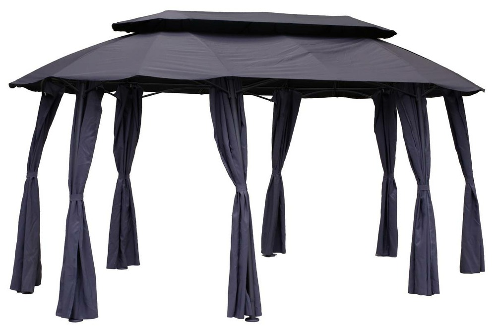 Rideaux pour tonnelle maldives ardoise (8 rideaux)