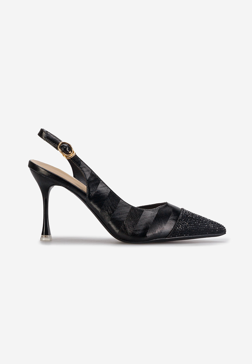 Chaussures stiletto slingback noirs Lilly
