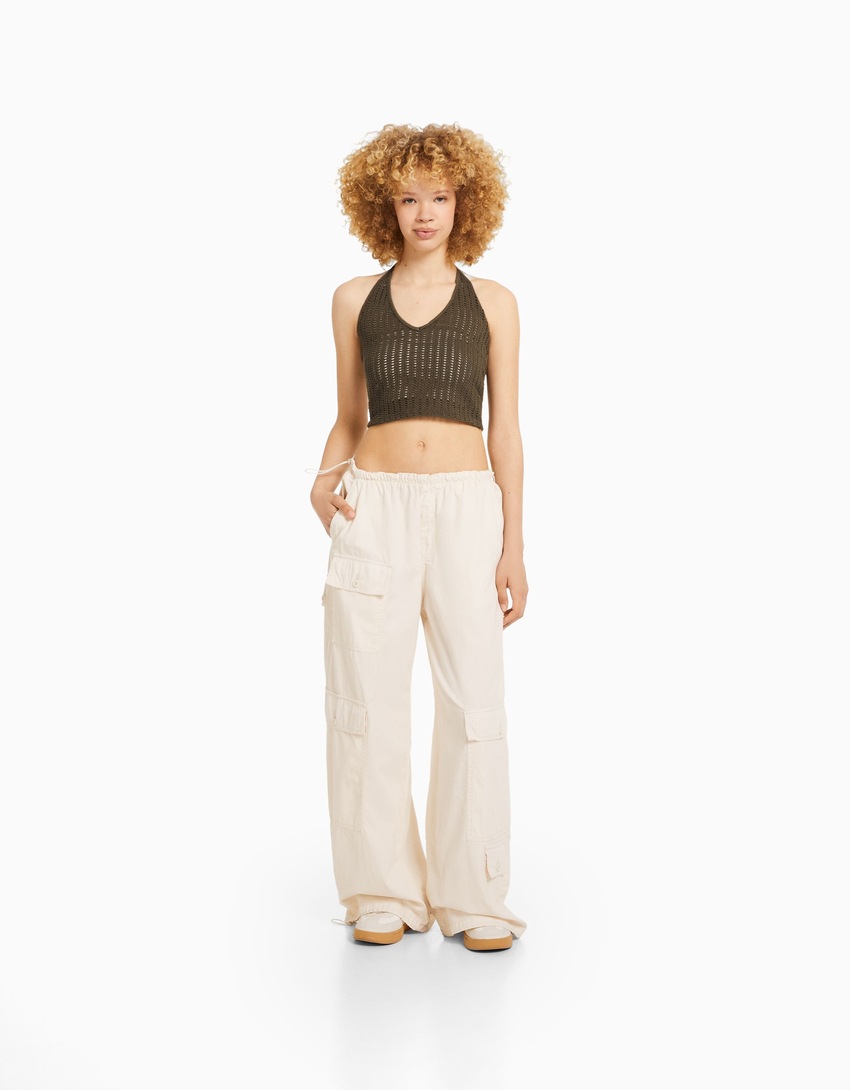 Top de crochê estilo halter