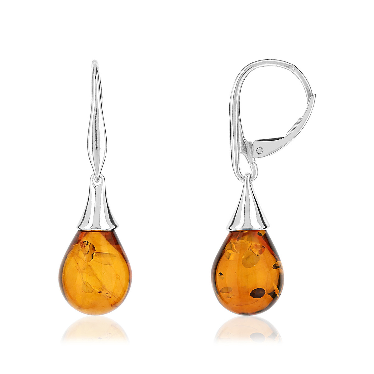 Boucles d'oreilles argent 925 pendants gouttes ambres