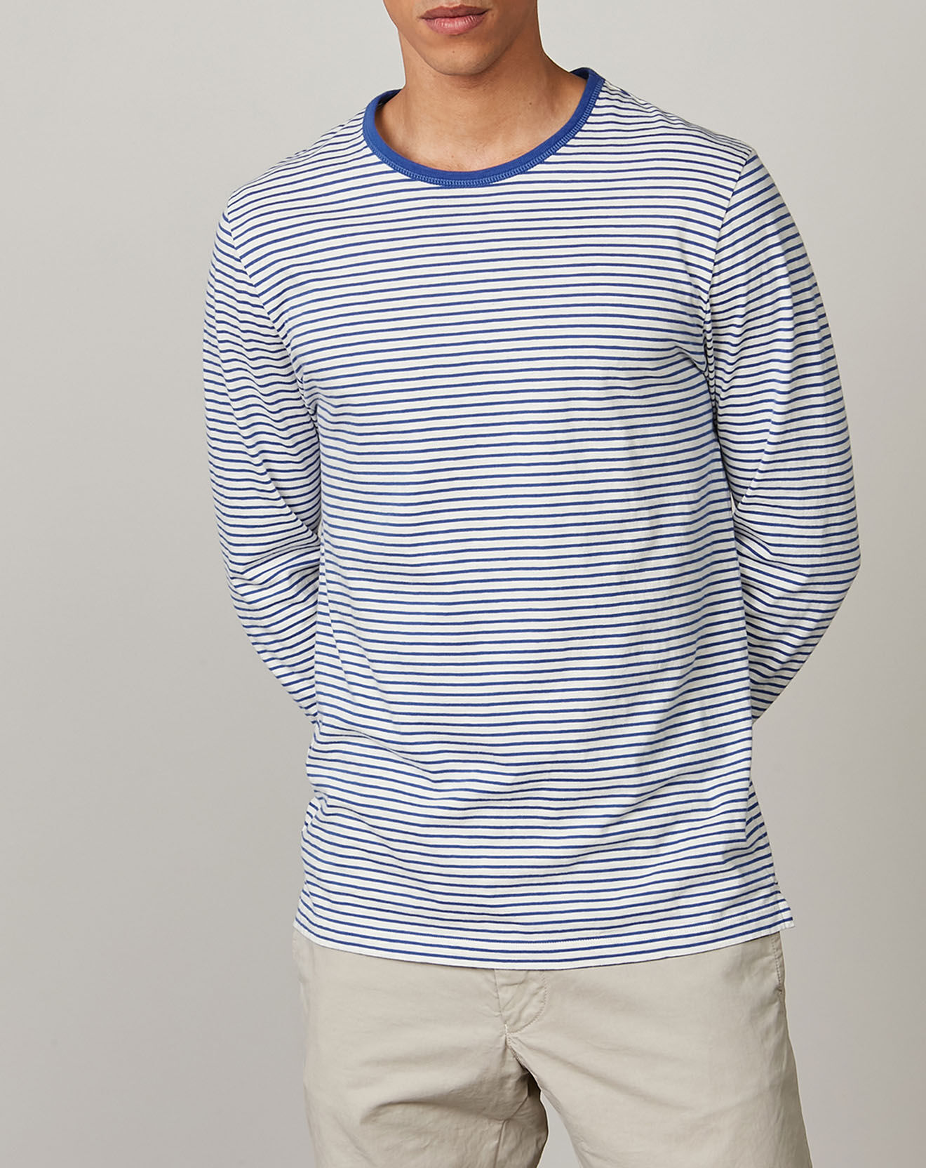 Hartford T-Shirt Crew Stripe craie/royal