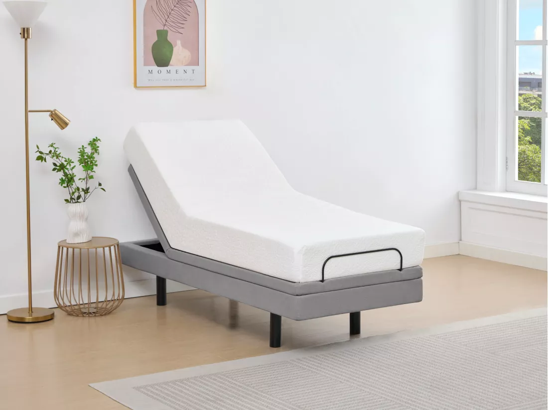Sommier électrique de relaxation déco - 90 x 200 cm - Tissu - Gris - ALPANA de YSMÉE