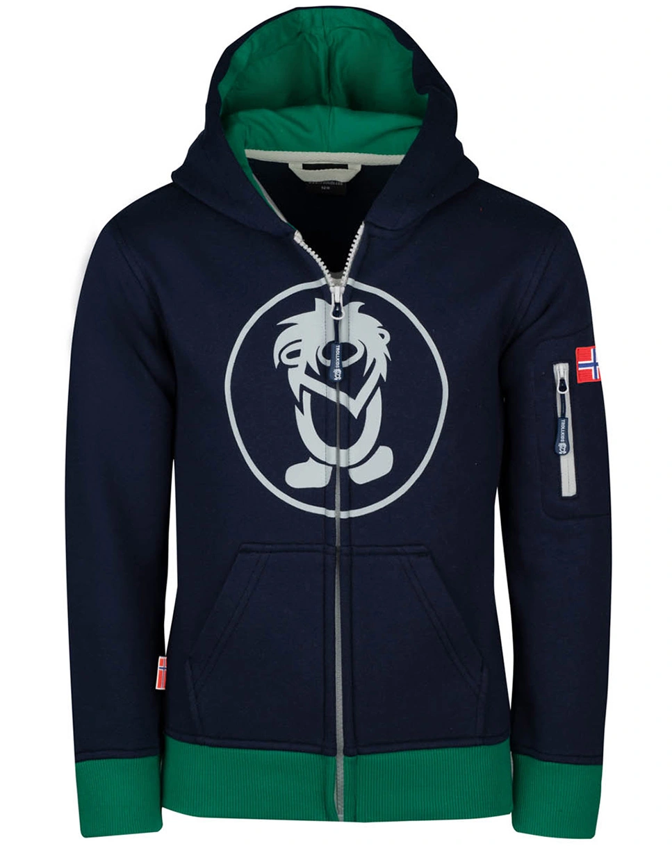 Kapuzen-Sweatjacke SORTLAND in navy/pepper green/cloudy grey