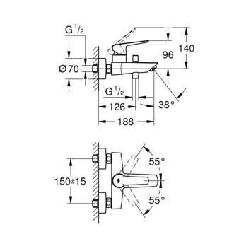 Grohe bad-/douchemengkraan Start mat zwart 15 cm