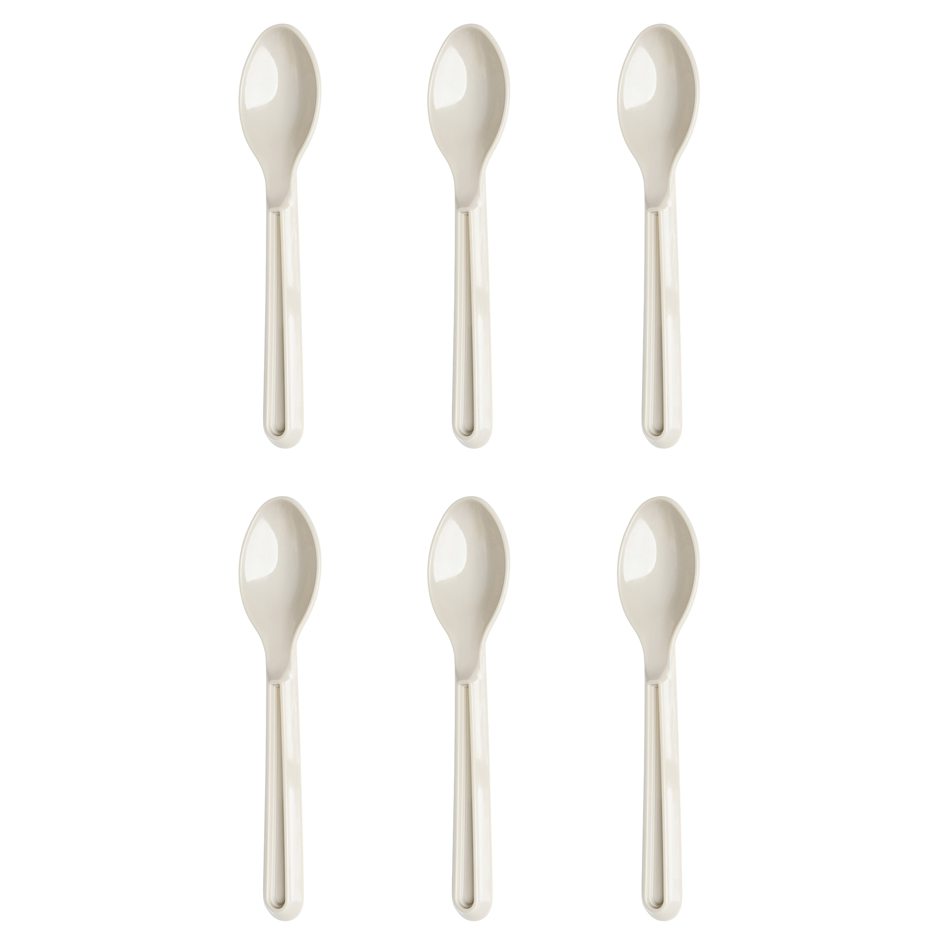 Mehrweg Kunststofflöffel - beige - 6-teilig