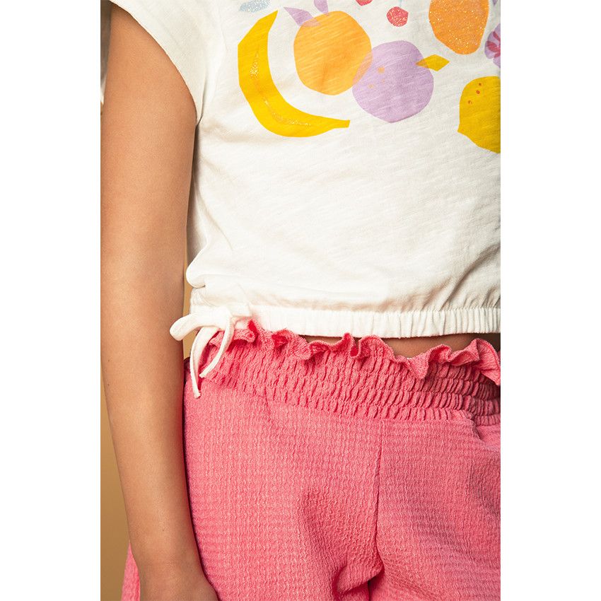 Short en jersey froissé pour fille - Multicolore