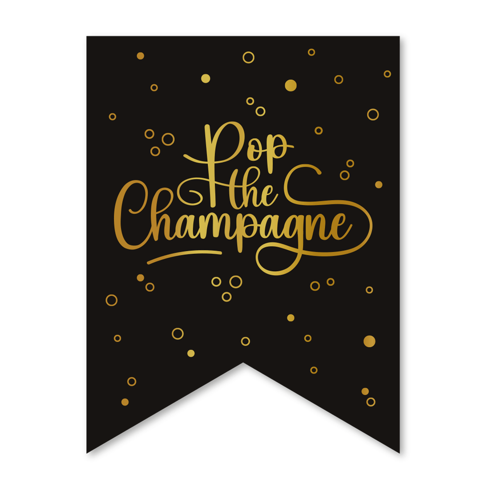 Pop The Champagne Slinger Zwart Goud 6m