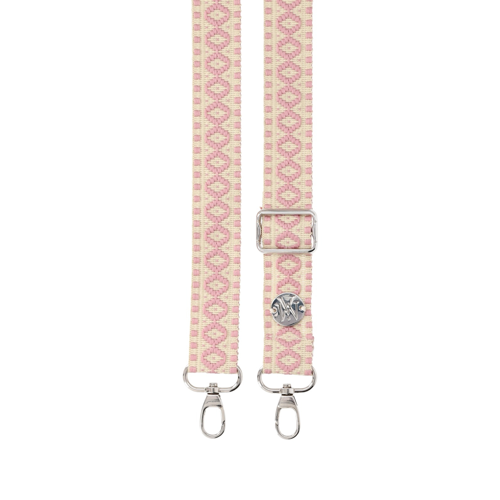 Handyband Handgemachtes Umhängeband für Handyhüllen Indian Silver - Base Ecru / Dusty Pink Assos