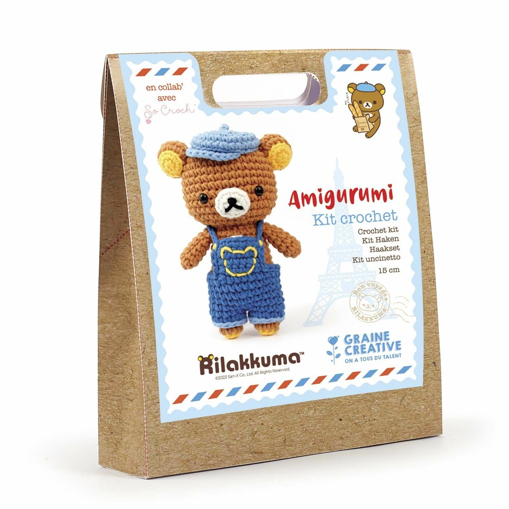 Ma peluche en crochet amigurumi - rilakkuma salopette