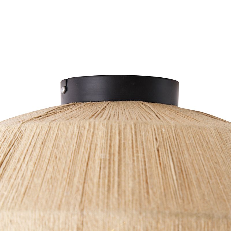 Oosterse plafondlamp zwart met touw - Riki