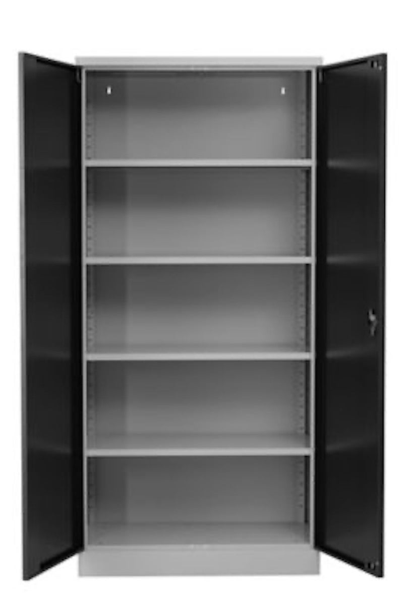 PROREGAL Stalen kast Bee 4 planken HxBxD 195 x 92 x 60 cm Gepoedercoat en versterkt plankmateriaal Grijs en zwart