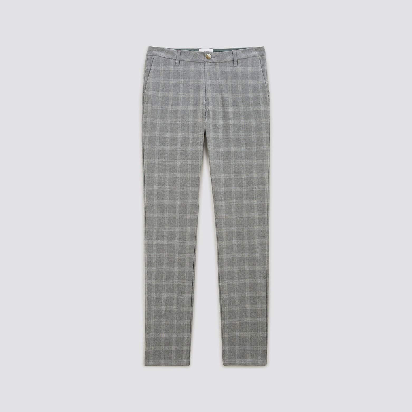 Pantalon chino slim à carreaux Gris clair