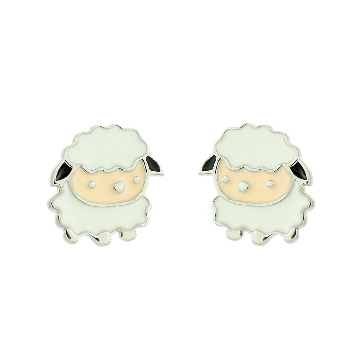 Boucles d'oreilles petit mouton émail coloré Argent 925 Rhodié