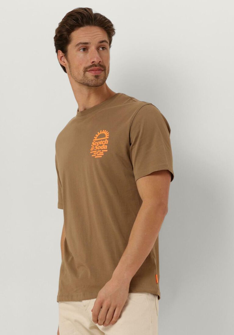 SCOTCH & SODA khaki scotch & soda t-shirt left chest artwork t-shirt