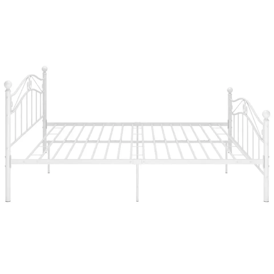 vidaXL - Bed frame met hoodfbord en lattenbodem - Wit - Metaal - 140x200 cm