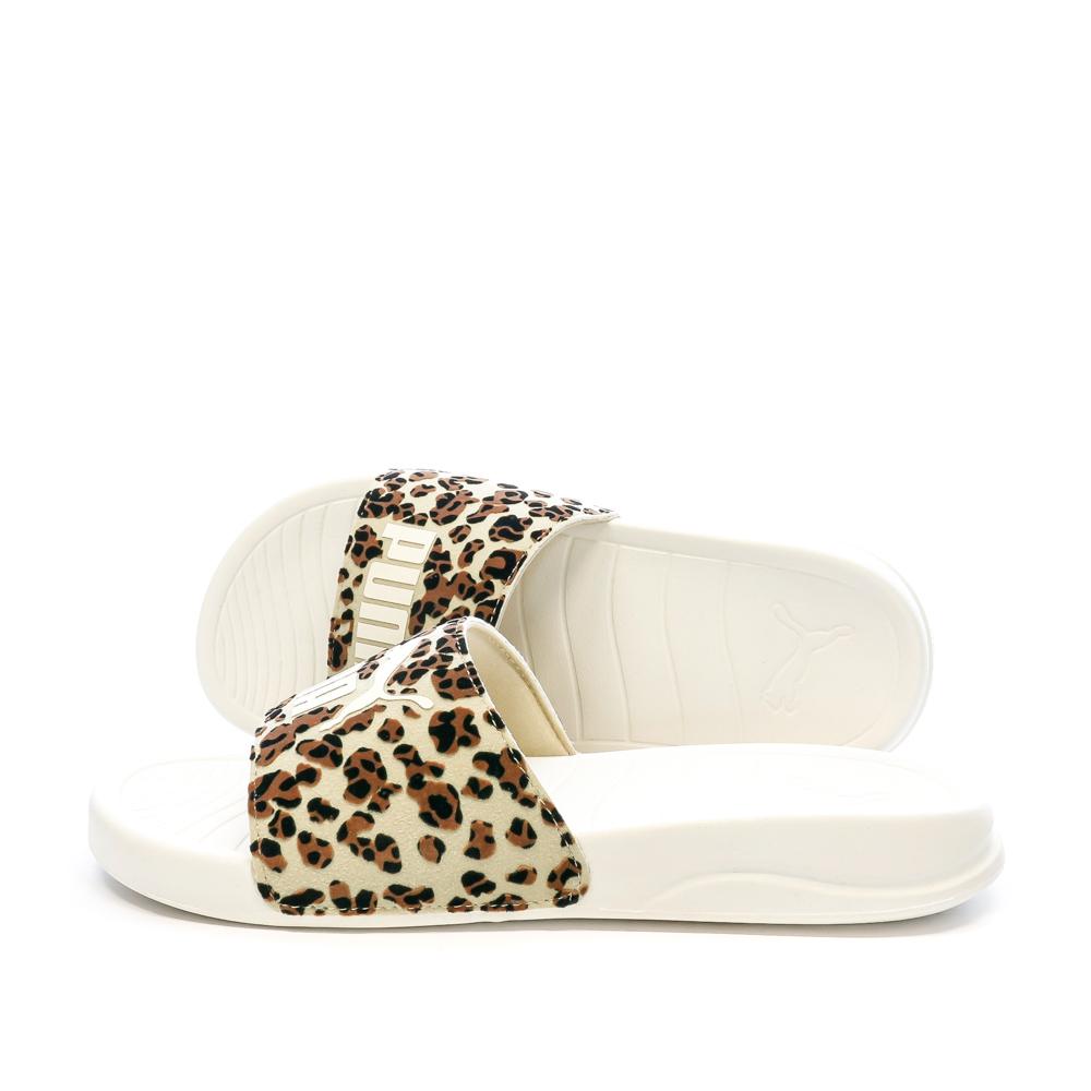 Puma Claquettes Beige à Motifs Femme Puma Popcat 20