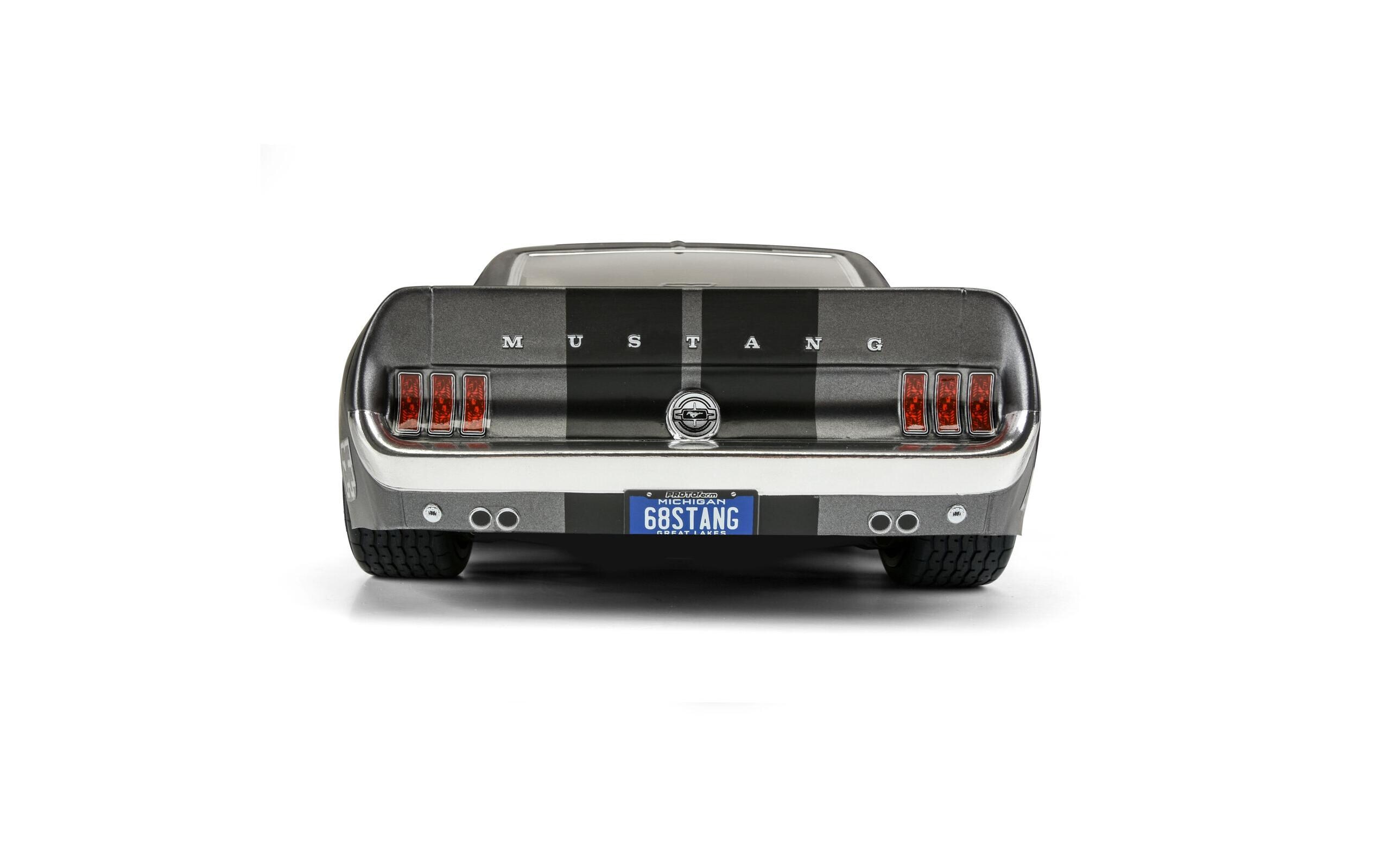 Karosserie Ford Mustang 1968 unlackiert, 1:10Vintage Trans-Am Karosserie für Tourenwagen