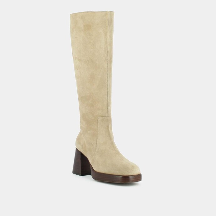 Bottes à plateformes  en croute beige