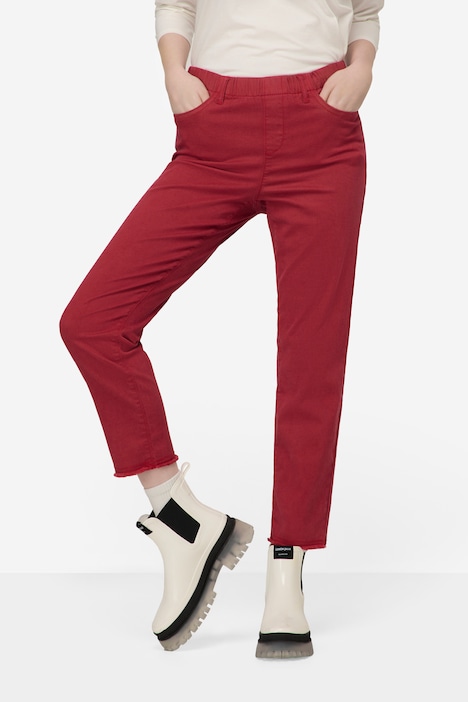 7/8-Slimhose, schmale Passform, 4-Pocket, Fransensaum, mit recyceltem Polyester
