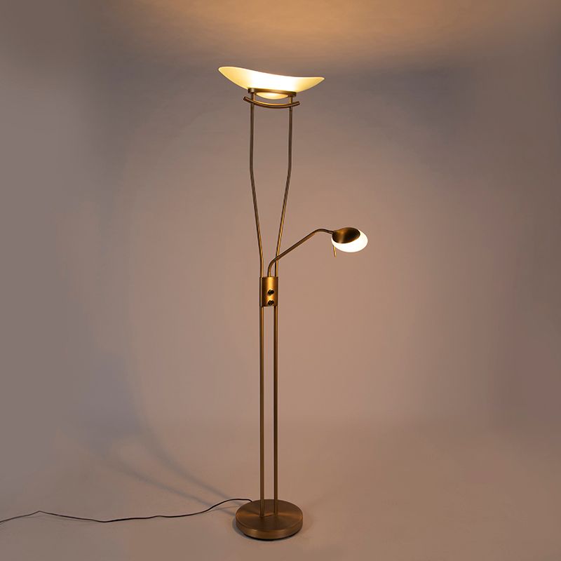 Moderne vloerlamp brons incl. LED en dimmer - Lexus