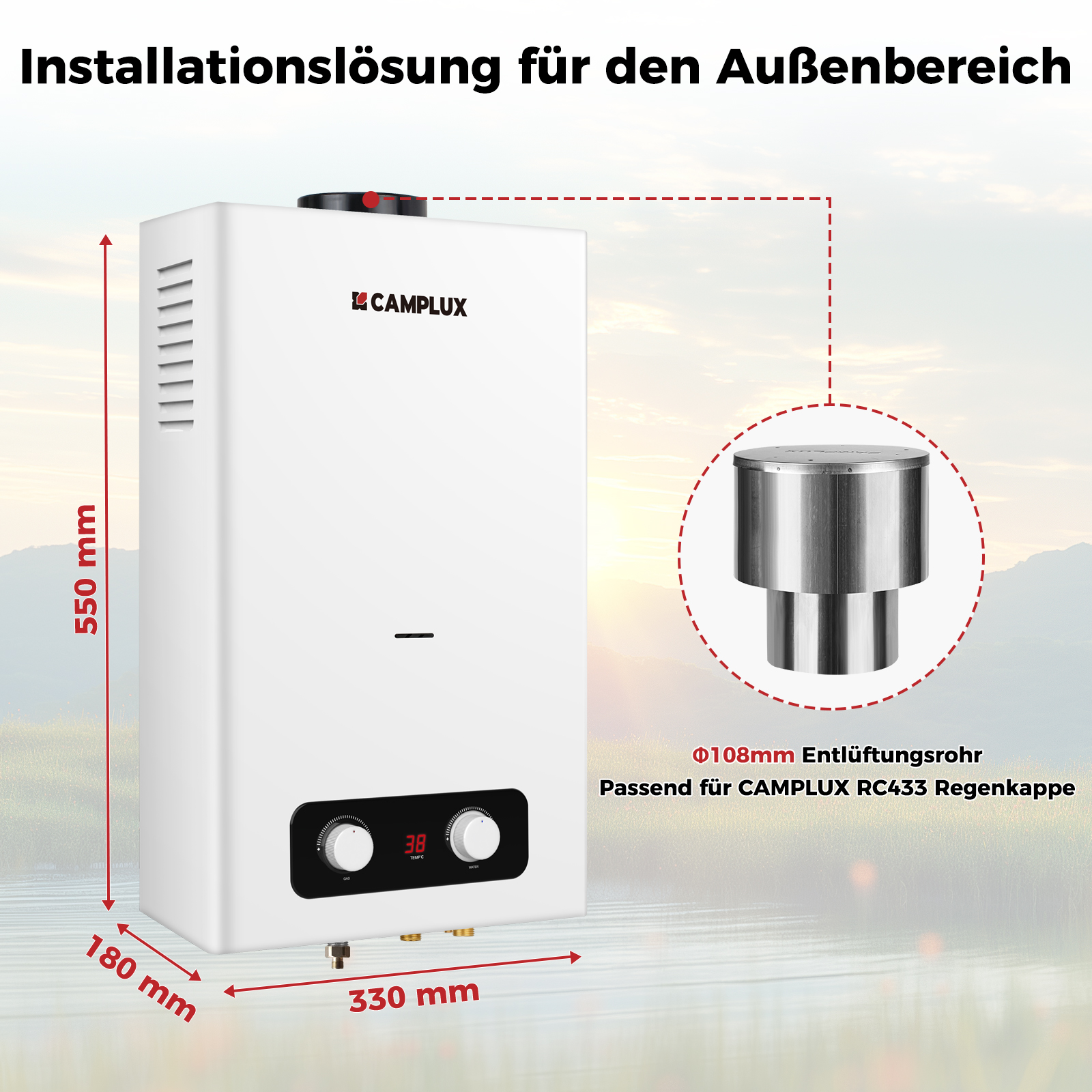 Camplux BD264 10 liter geiser - 50 mbar