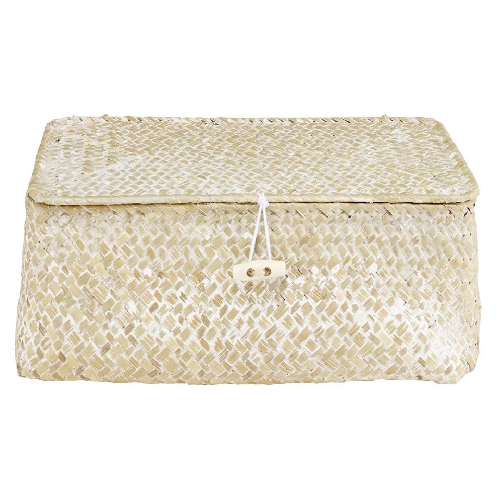 Boîte déco jonc de mer beige 29x19xH13 cm