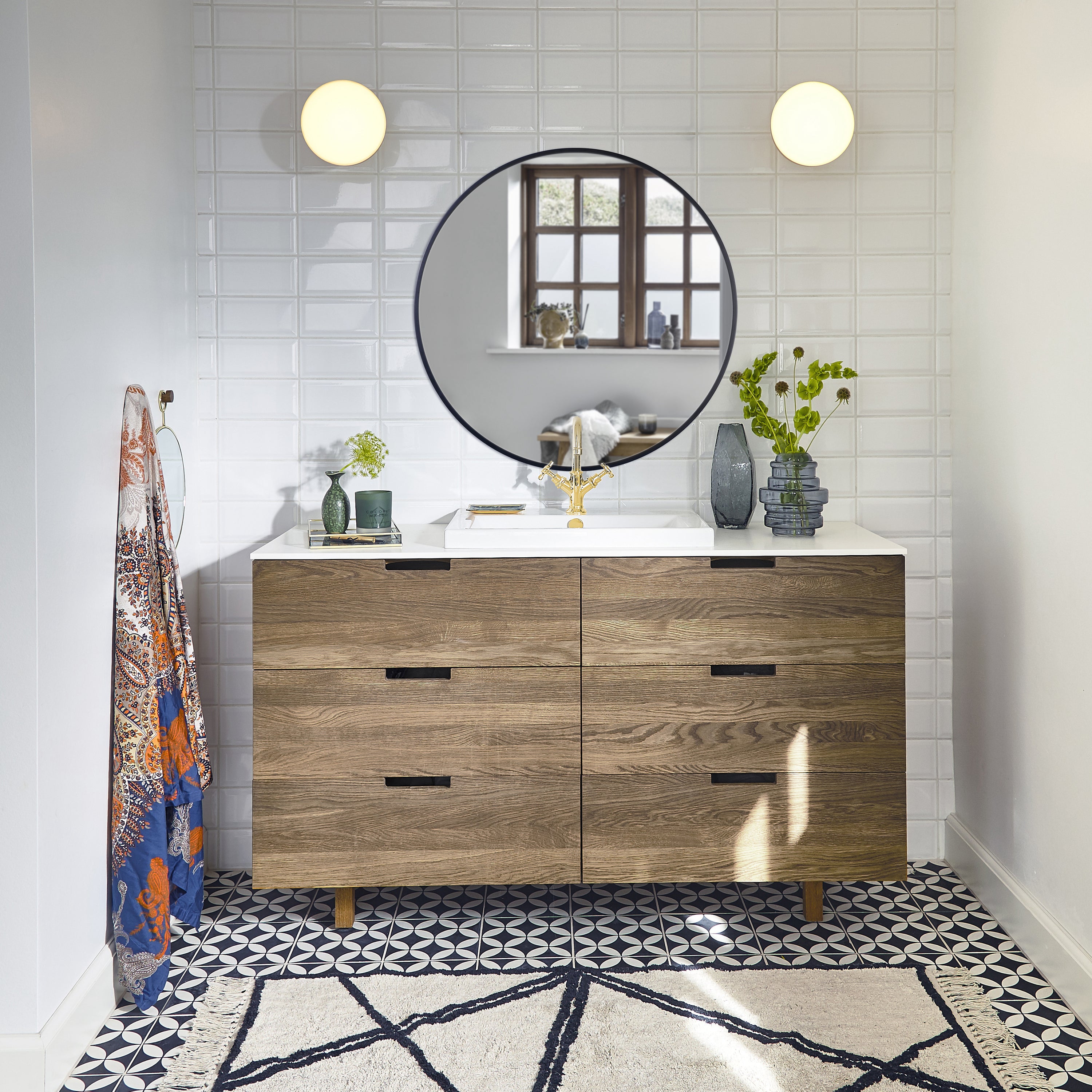 Villa Collection Vardo Spiegel Ã 80 cm - Zwart