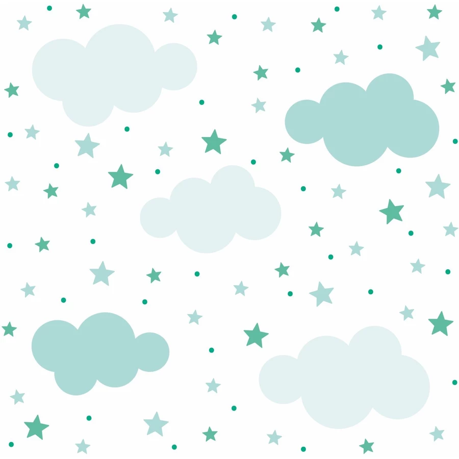 Nikima Wandtattoo 142 Wolken, Sterne und Punkte Set mint - 87 Stück in 6 vers. Größen mint
