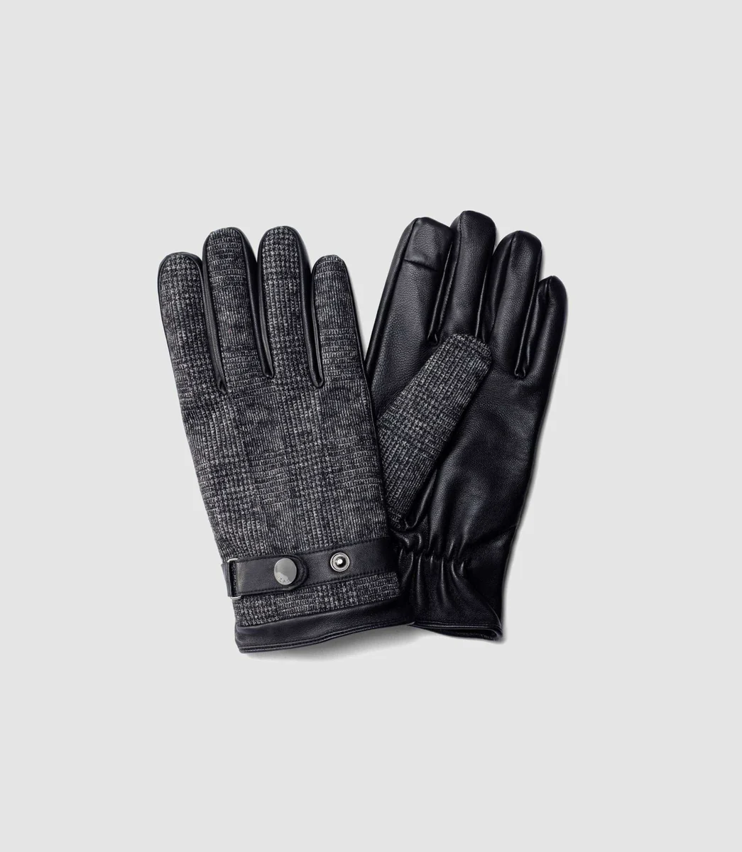 Gants tissus et cuir anthracite 