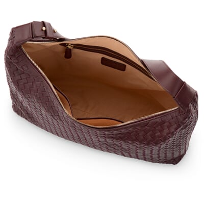 Lederhandtasche geflochten, weinrot