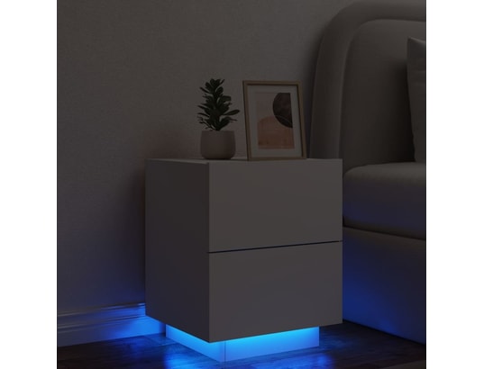 VIDAXL - Armoire de chevet avec lumières led blanc bois d'ingénierie