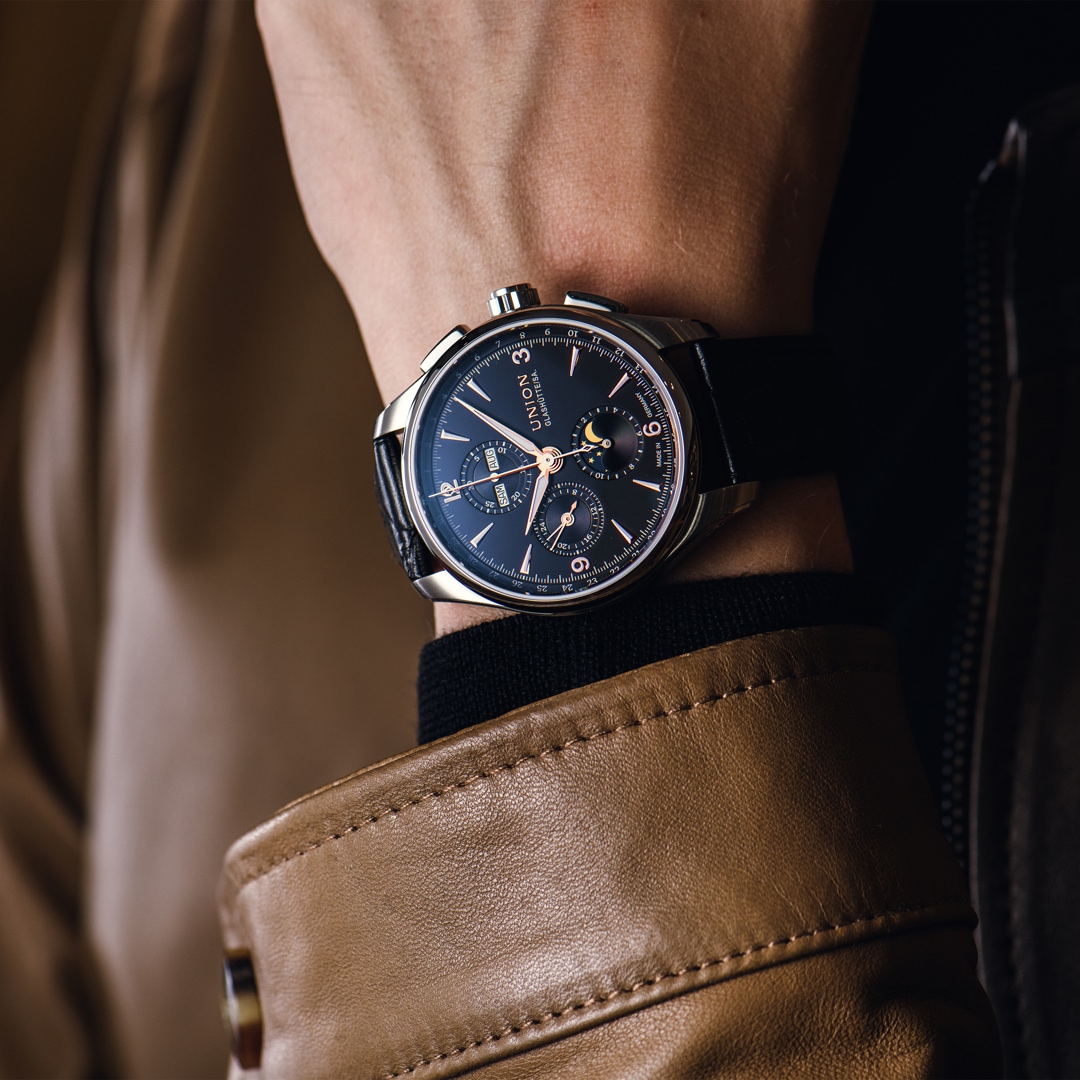 Union Glashütte Belisar Chronograph Mondphase Schwarz 42mm