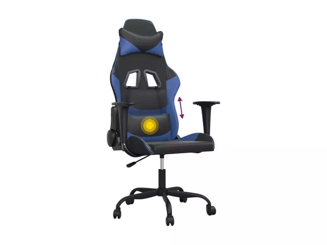 Chaise de jeu de massage Noir et bleu Similicuir