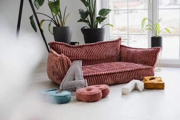 chilly pilley® Kinder Sofa aus weichem Cord – Bequeme Kindercouch mit abnehmbaren, waschbaren Bezügen – Erhältlich in vielen Farben, ideal zum Spielen, Lesen und Entspannen (Rosa)