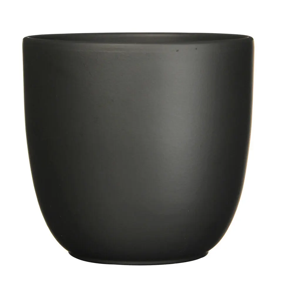 Mica Decorations Planten/bloempot Tusca - Zwart - D28/H25 cm