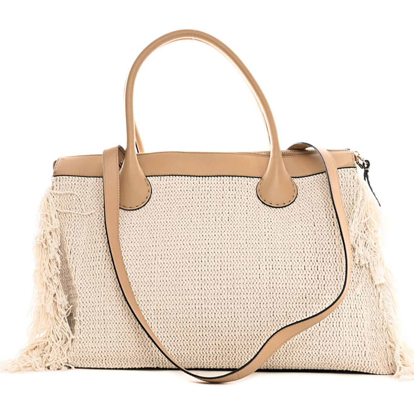 Chloé Sac de voyage en Laine bimatière beige/écru - Très bon état - Longueur 55 cm