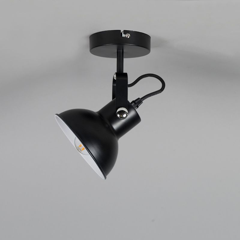 Industriële wand- en plafondlamp zwart kantelbaar - Guida