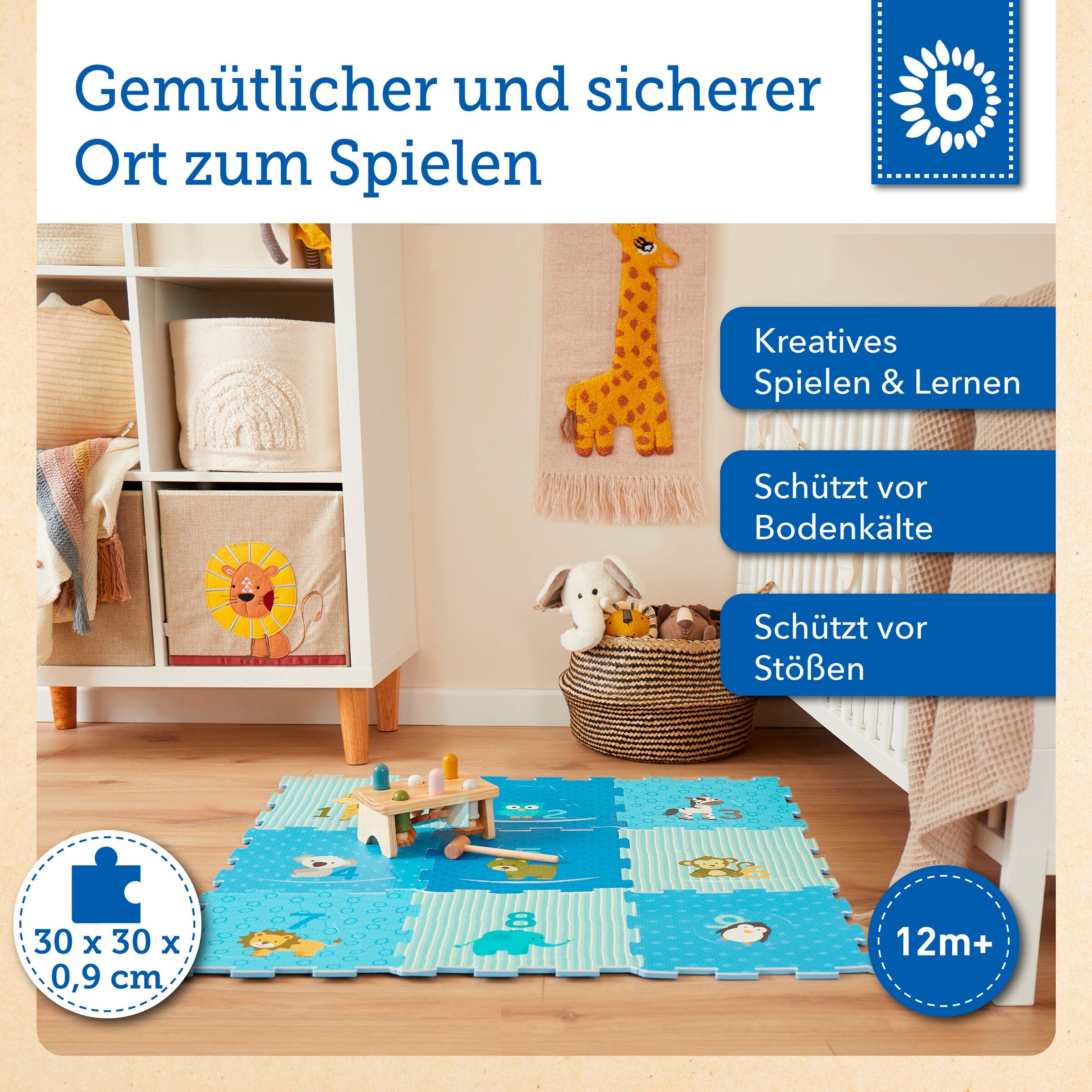 Bieco Puzzlematte Tiere für Kinder Mehrfarbig