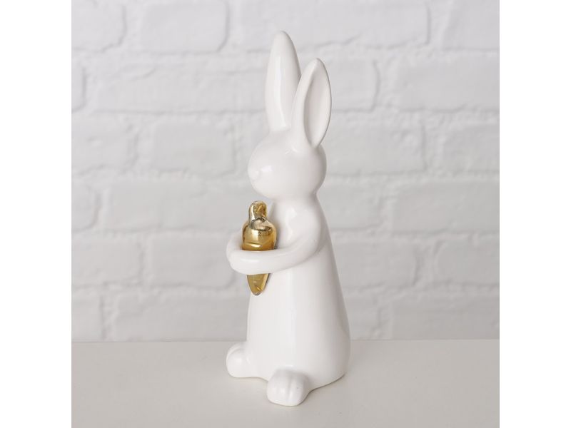Boltze Aufsteller Hase Hopsi 15 cm, Keramik, Weiss Osterdeko