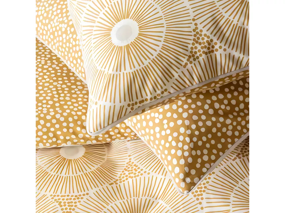 Parure de lit 2 personnes en coton 57 fils imprimé beige 260x240cm