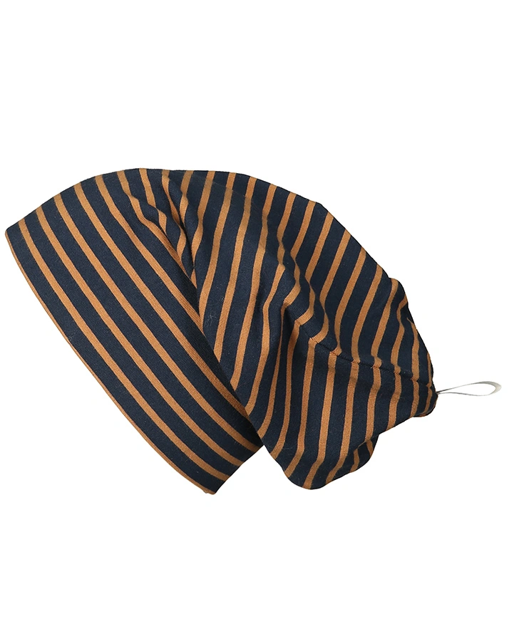 Jersey-Beanie HITTI gestreift in navy/cinnamon