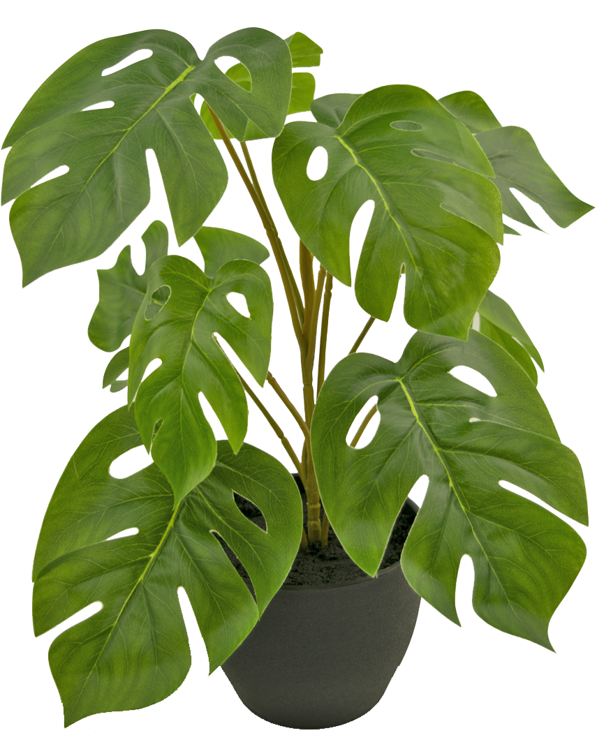 Kunst Monstera 40 cm in decoratieve zwarte pot
