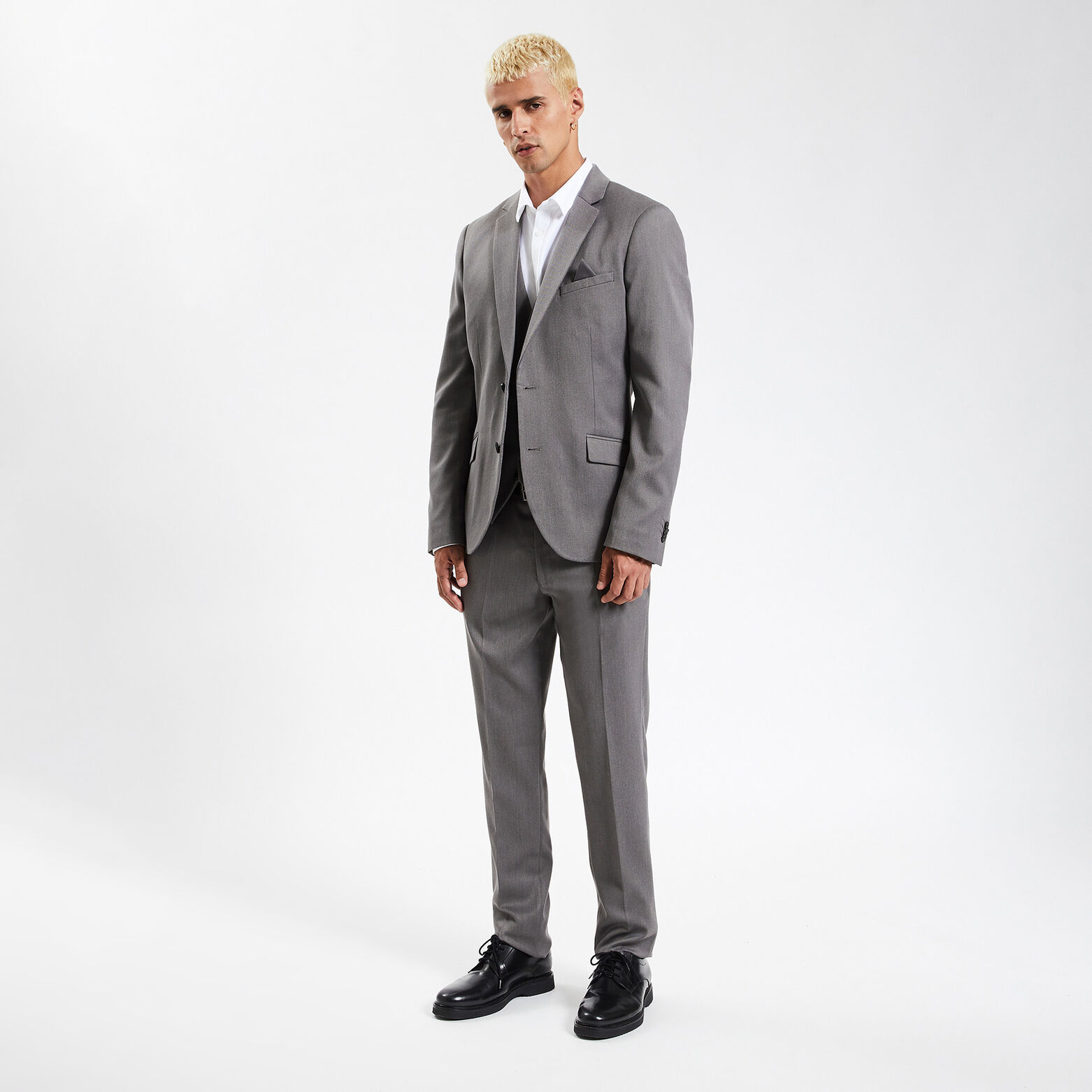 Pantalon de costume uni slim Gris foncé