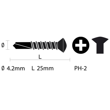 Carroserie schroef lenskop Verzinkt 4,2X25 mm 20 stuks