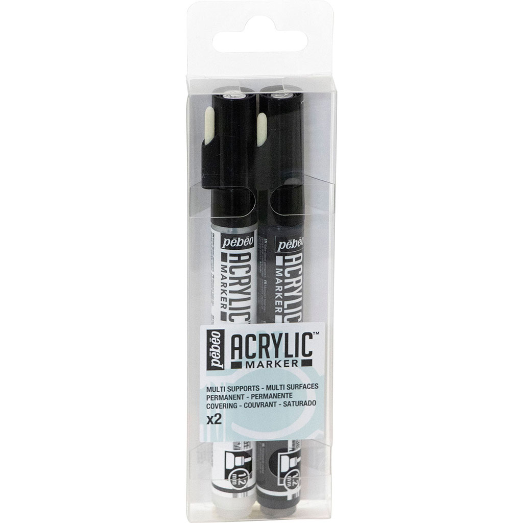 Lot de 2 marqueurs acrylique noir et blanc
