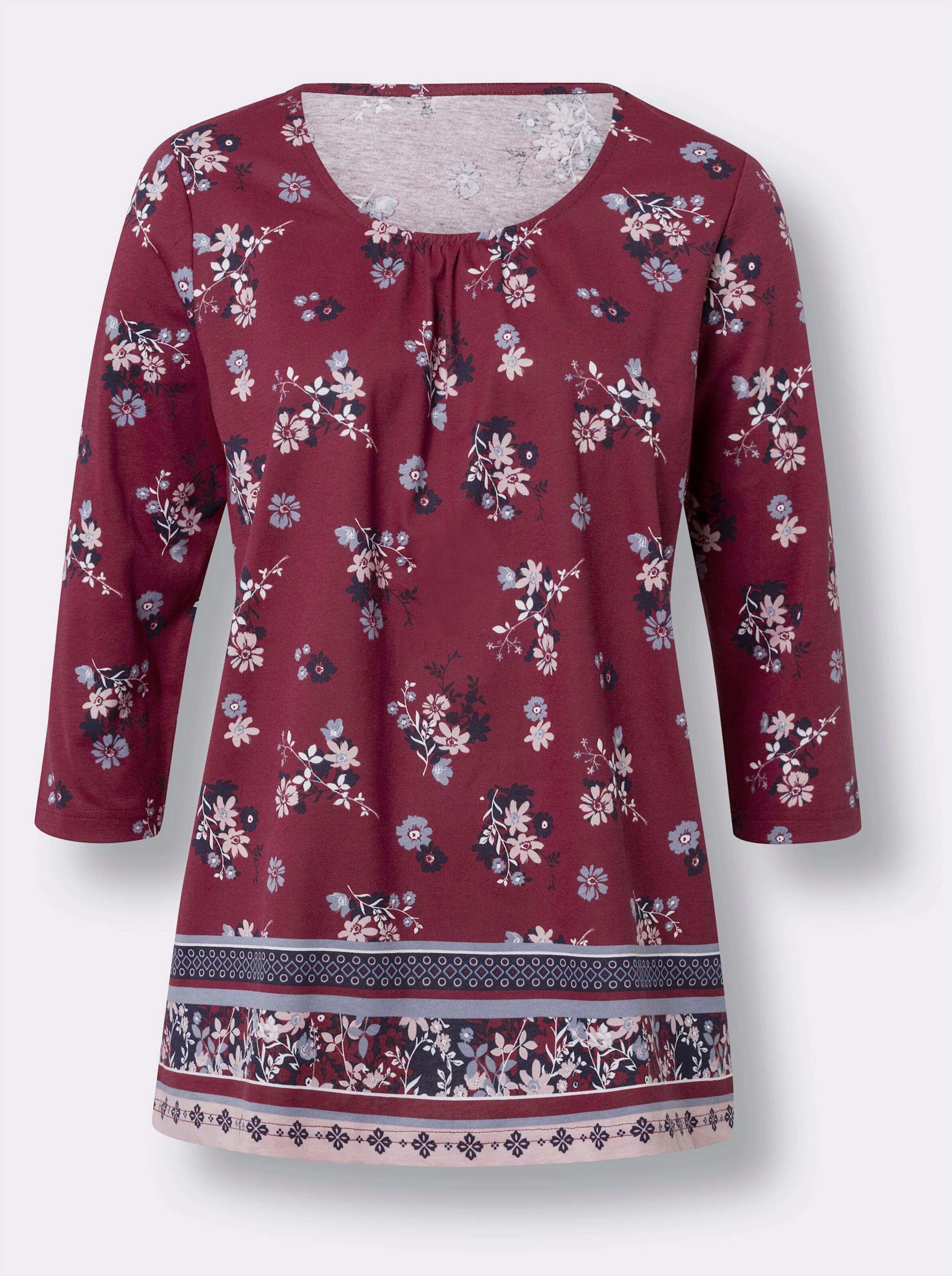 34-Arm-Shirt im Blümchenmuster