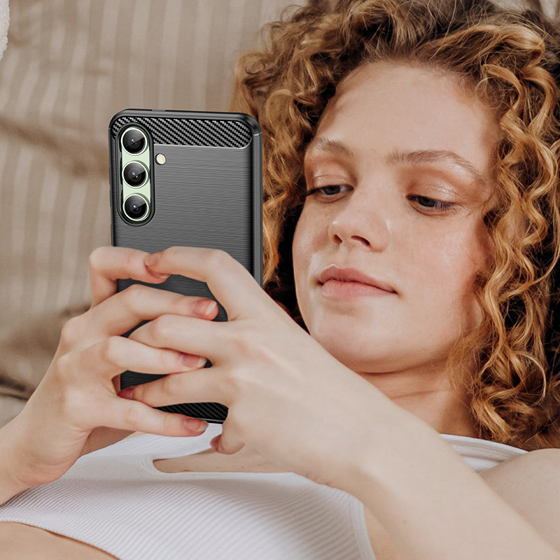 Samsung Galaxy S24 FE Gummi Case Schutzhülle Carbon Look - Schwarz
