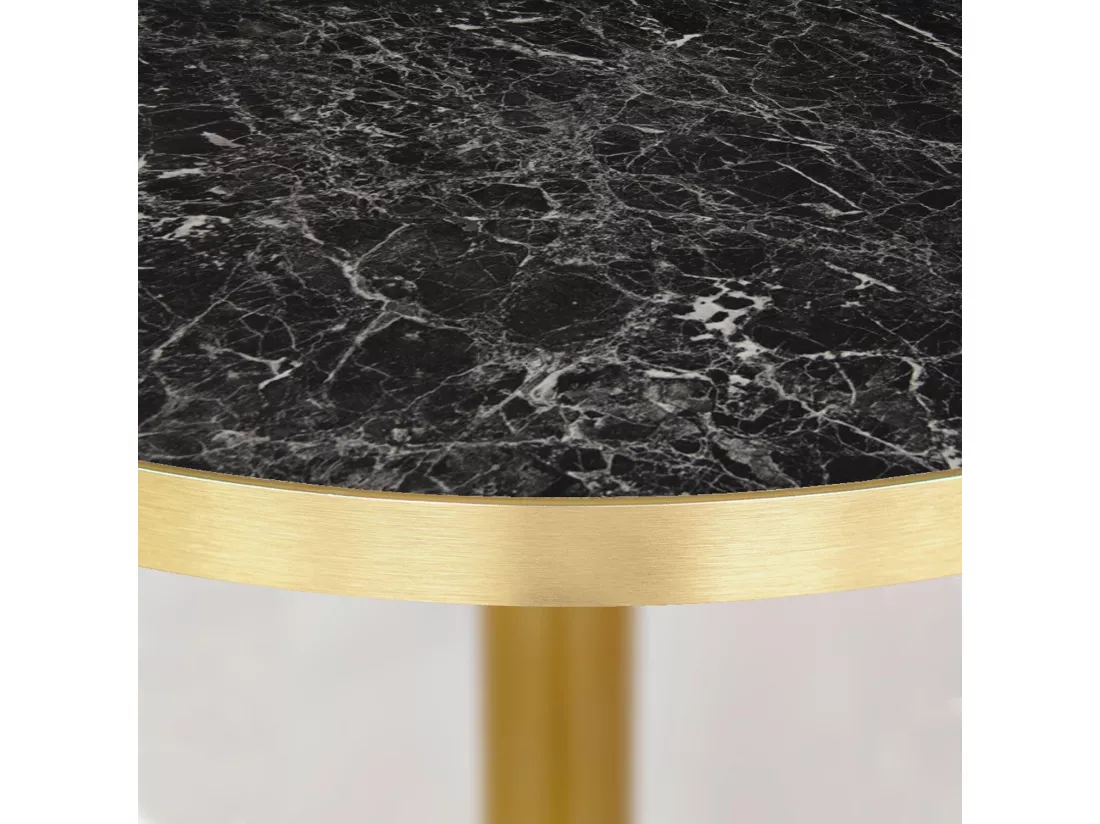 Mange-debout rond Ø 60 cm Rome bistrot marbre noir brillant