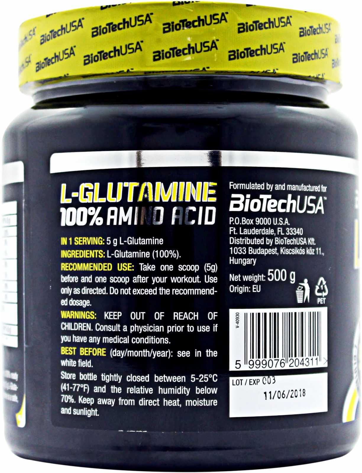 Biotech USA 100% L-Glutamina 240 g